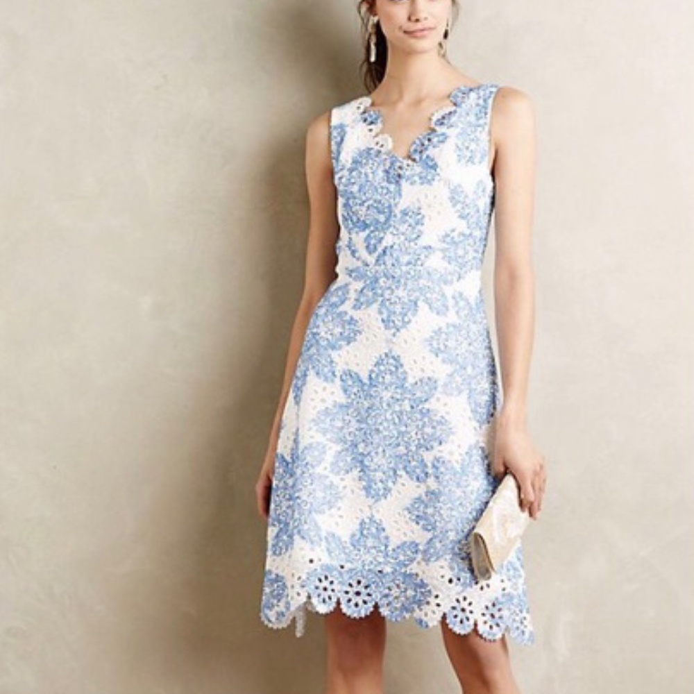 Eva Franco Starflower Scalloped Eyelet Dress